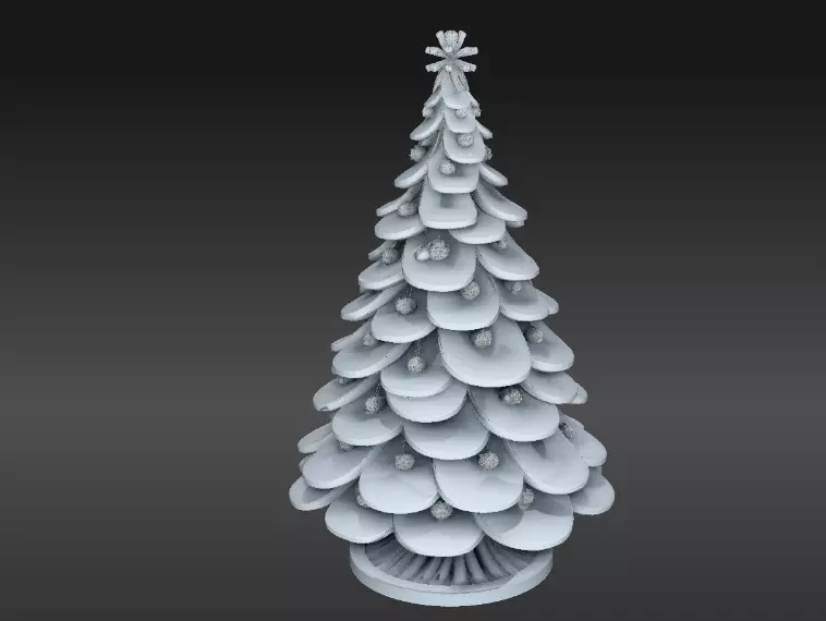 Modern Holiday Tree Sculpture 3D Model Minimal Christmas Decor Low-poly 3D model_1