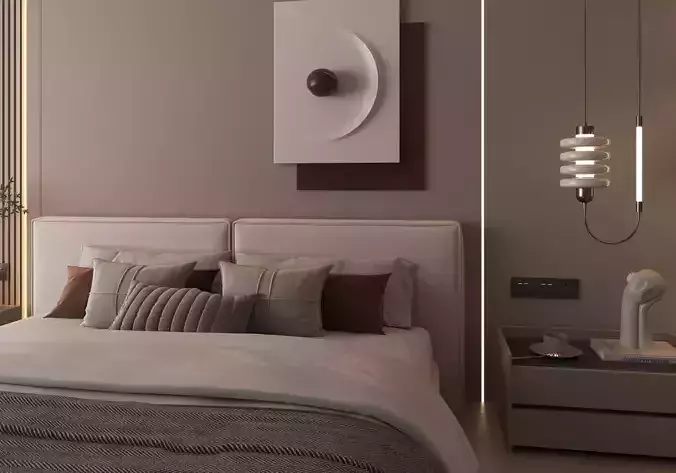 Bedroom interior 12 3D model 7