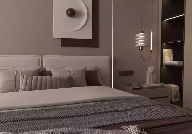 Bedroom interior 12 3D model 6