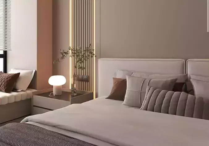 Bedroom interior 12 3D model 4