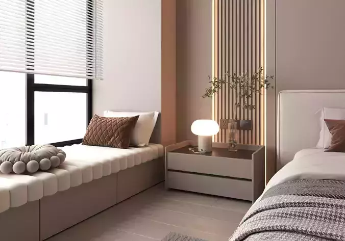 Bedroom interior 12 3D model 5