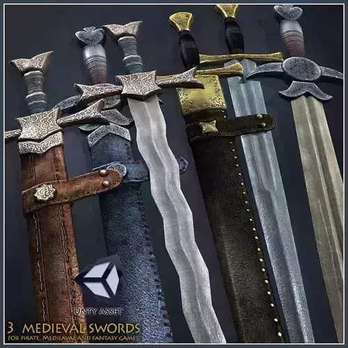 One-Handed Medieval Swords Low-poly 3D model