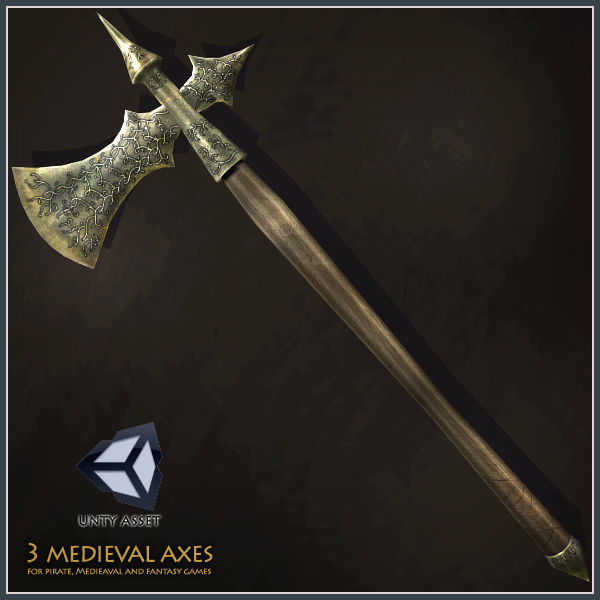 3 Medieval Axes Low-poly 3D model_3