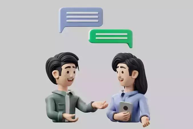 Two People in Conversation 3D Illustration