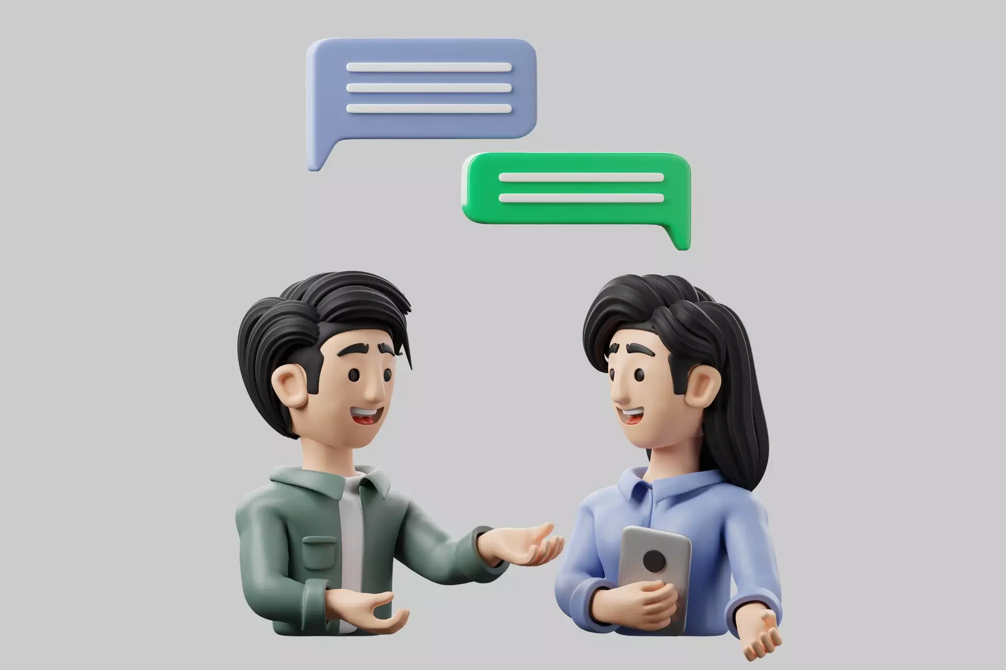 Two People in Conversation 3D Illustration Low-poly 3D model