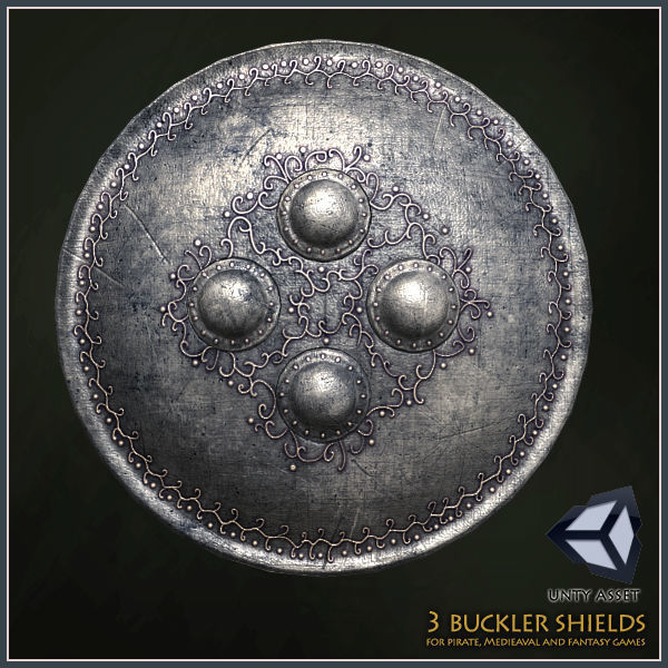 3 Buckler Shields Low-poly 3D model_3