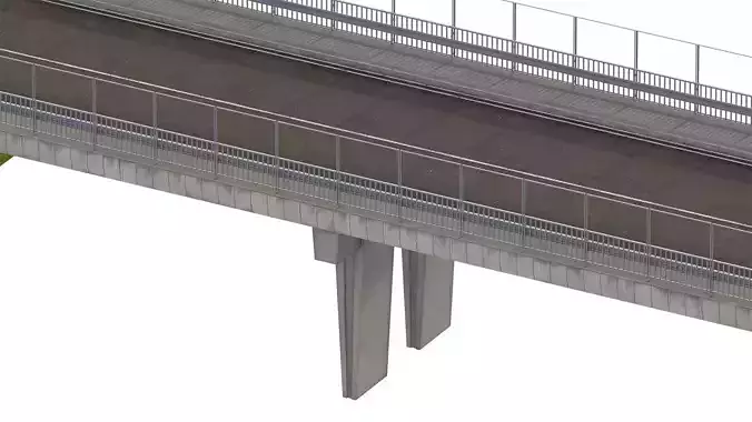 Detailed Concrete bridge at the the road 3D model 6