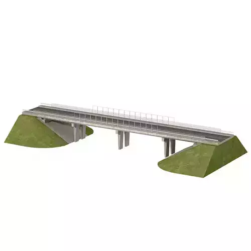 Detailed Concrete bridge at the the road 3D model