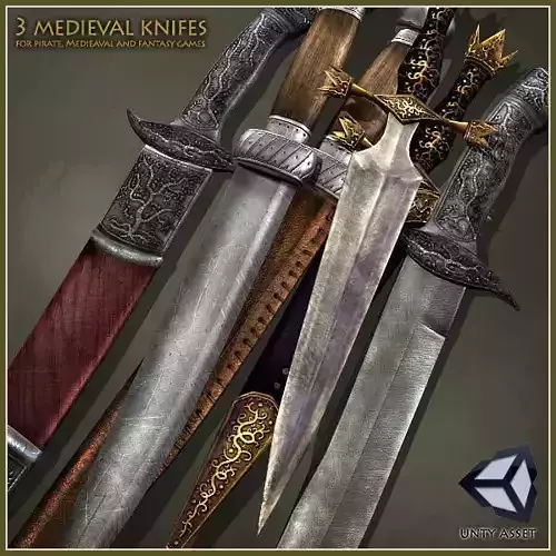 3 Medieval Knives