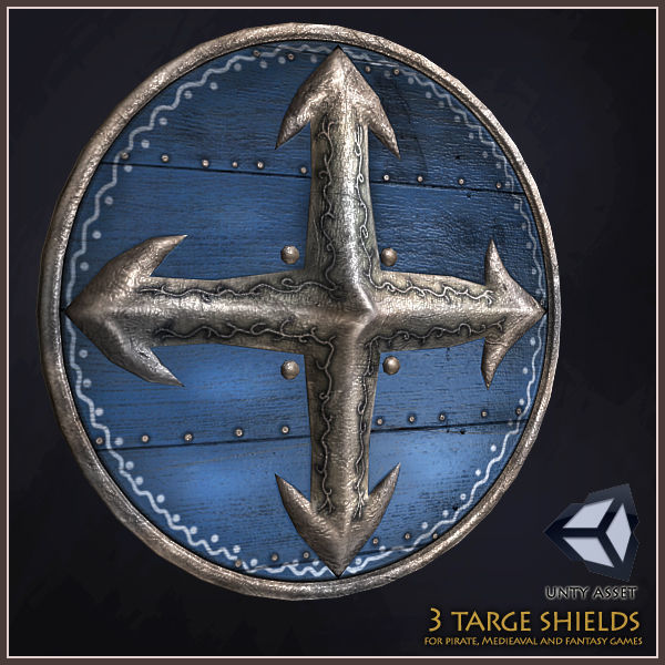 3 Targe Shields Low-poly 3D model_1