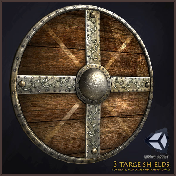 3 Targe Shields Low-poly 3D model_3