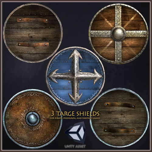 3 Targe Shields Low-poly 3D model