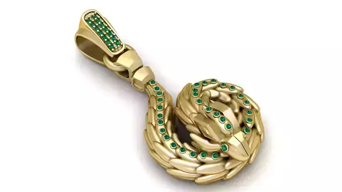 Coiled Serpent Pendant 3D Printable Model
