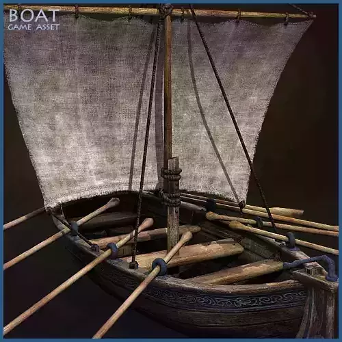 Medieval Boat Low-poly 3D model