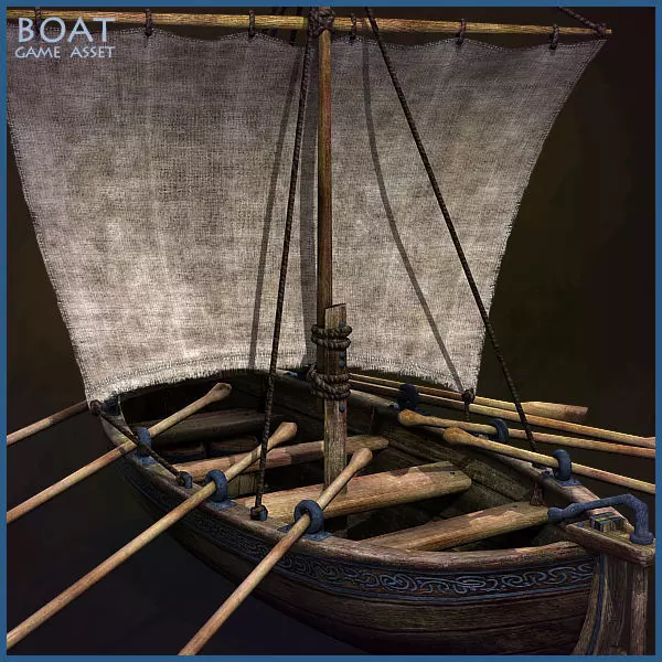 Medieval Boat Low-poly 3D model_0
