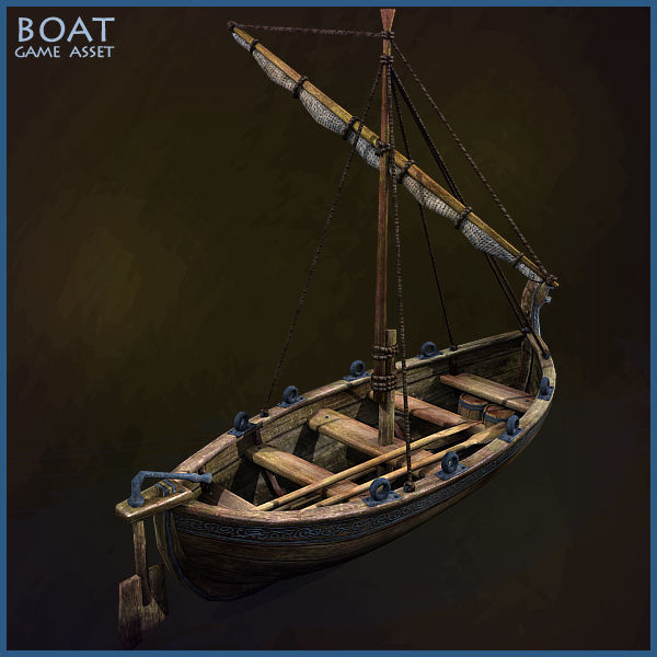 Medieval Boat Low-poly 3D model_1