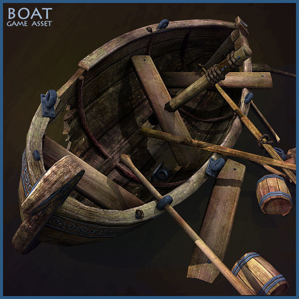 Medieval Boat Low-poly 3D model_7