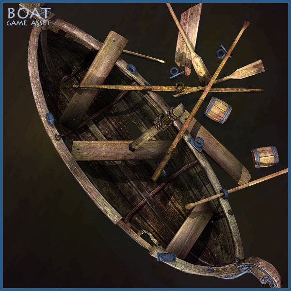 Medieval Boat Low-poly 3D model_5