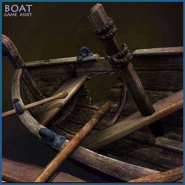 Medieval Boat Low-poly 3D model_4