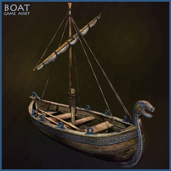 Medieval Boat Low-poly 3D model_2