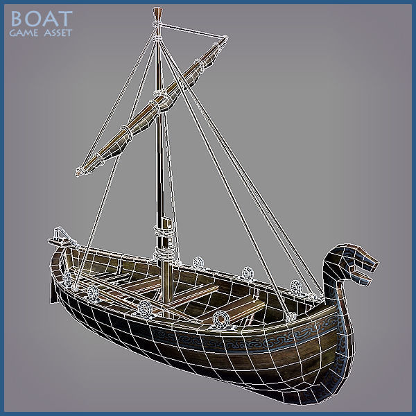 Medieval Boat Low-poly 3D model_8