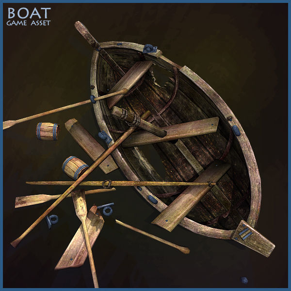 Medieval Boat Low-poly 3D model_3