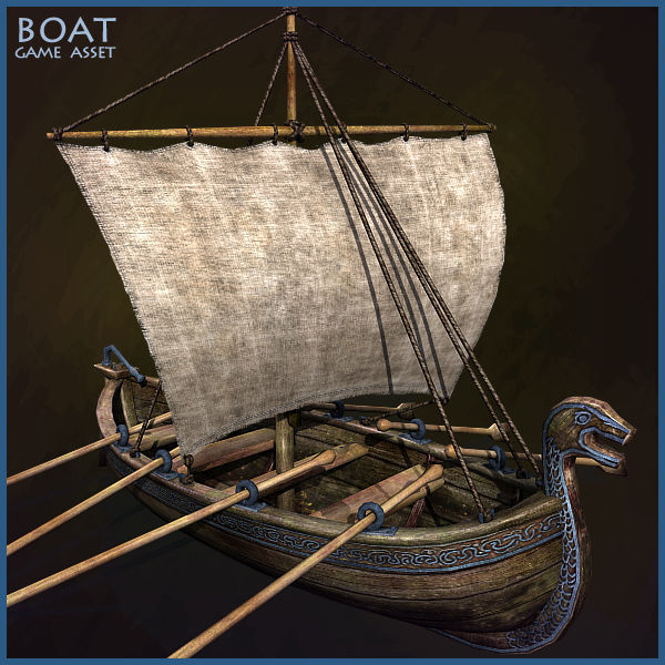 Medieval Boat Low-poly 3D model_6