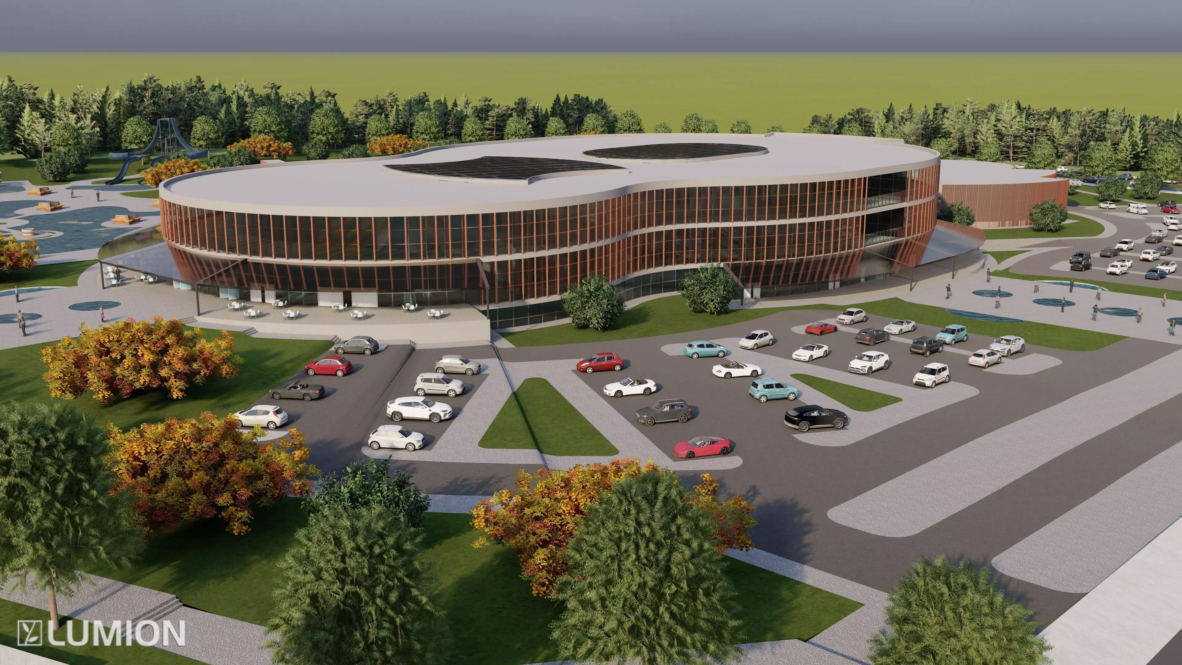 Modern Shopping Mall and Waterpark Complex 3D model_6