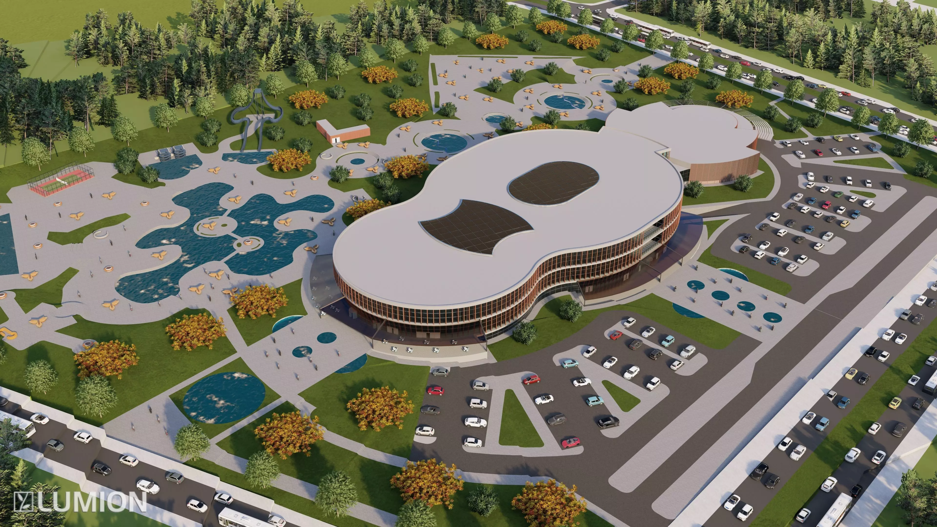 Modern Shopping Mall and Waterpark Complex 3D model_4