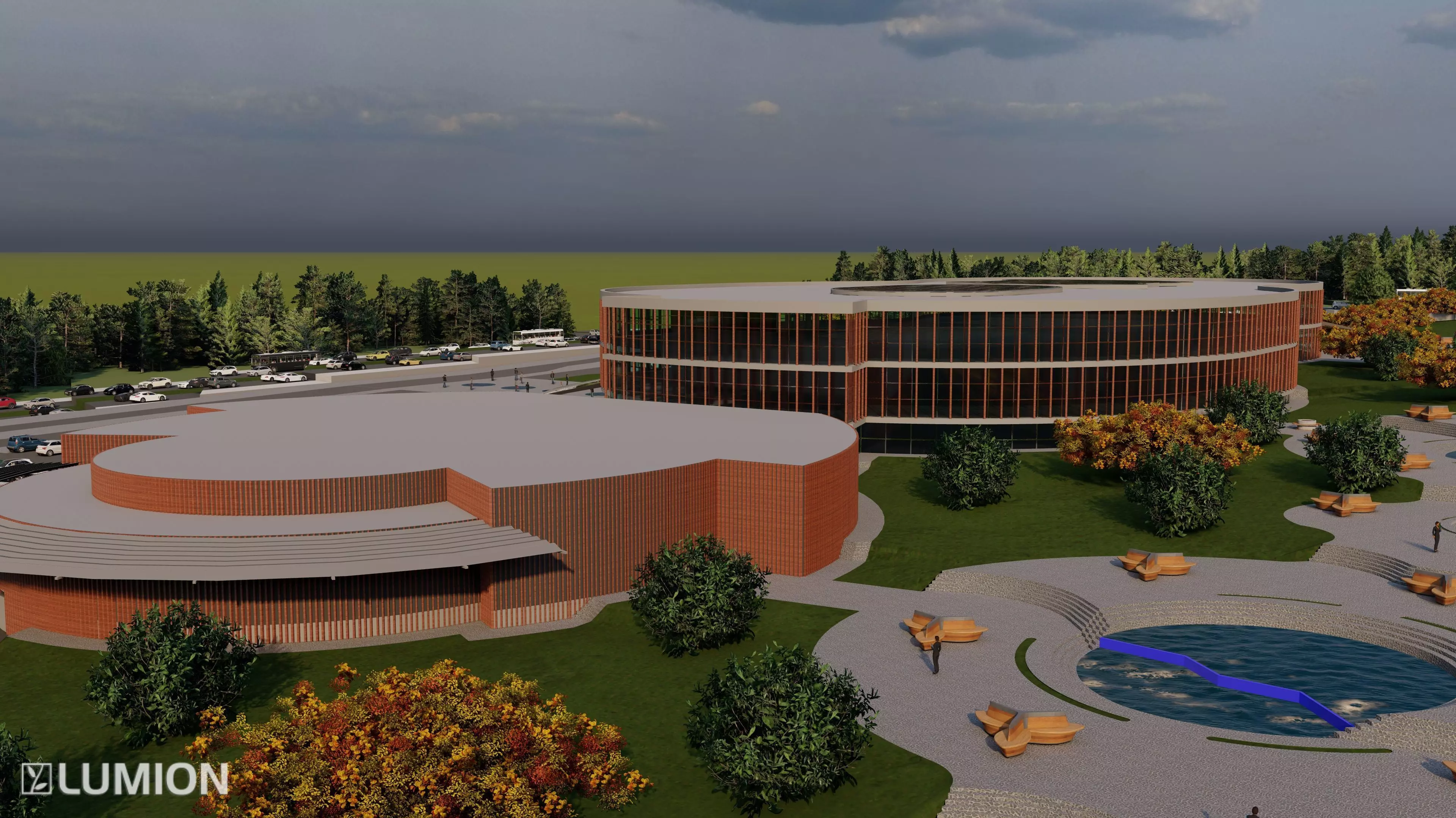 Modern Shopping Mall and Waterpark Complex 3D model_1