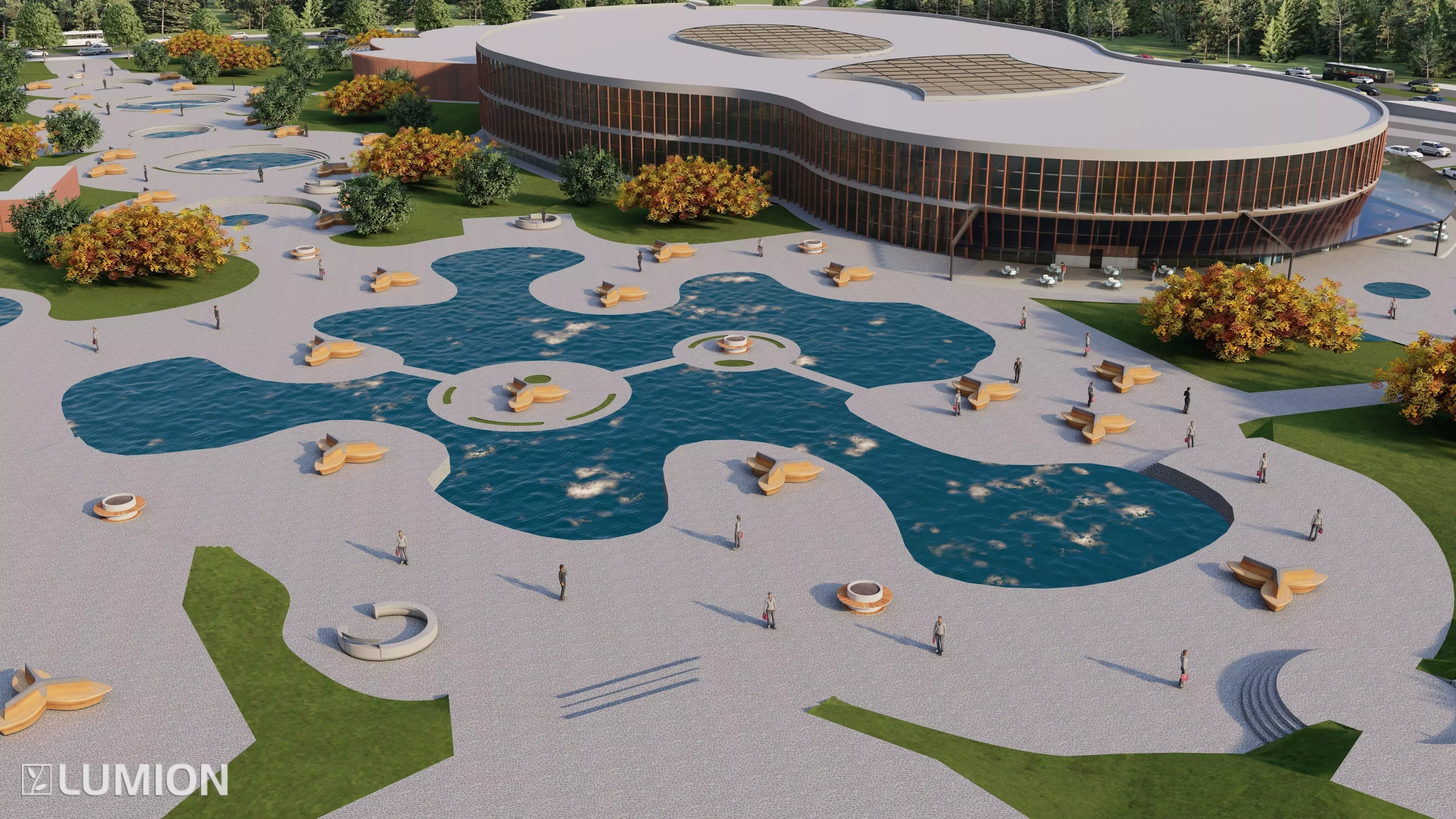 Modern Shopping Mall and Waterpark Complex 3D model_3