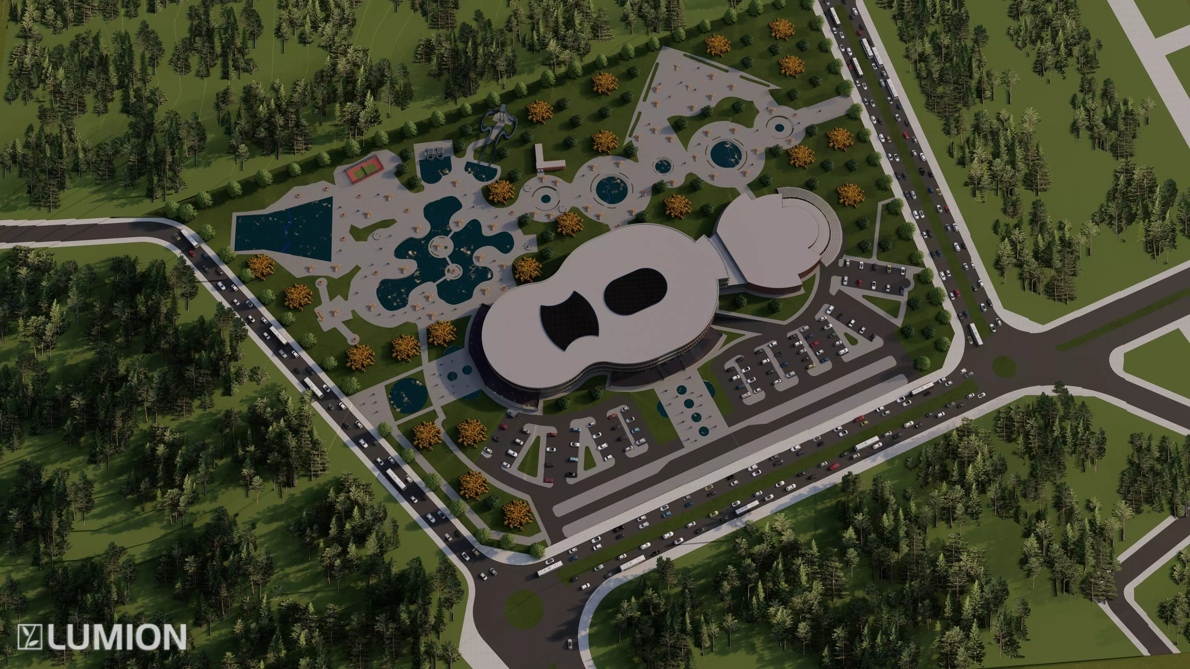 Modern Shopping Mall and Waterpark Complex 3D model_5