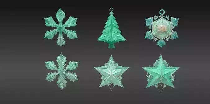 Modular Ornament Set 3D Model Bundle Festive Decorations