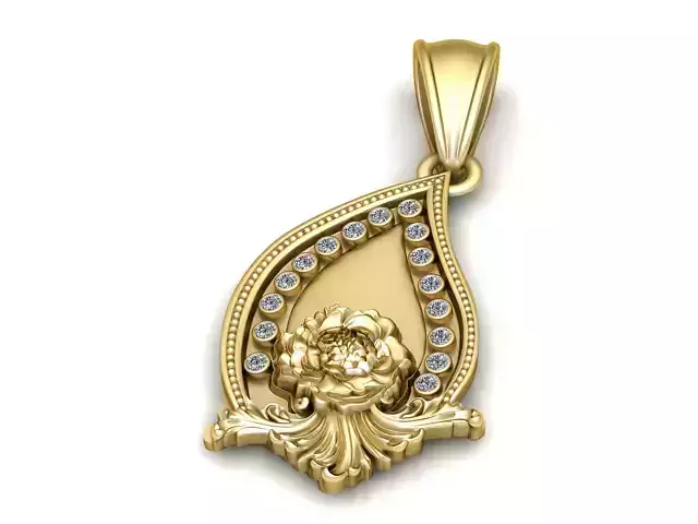 Royal Floral Leaf Pendant  3D Printable Model