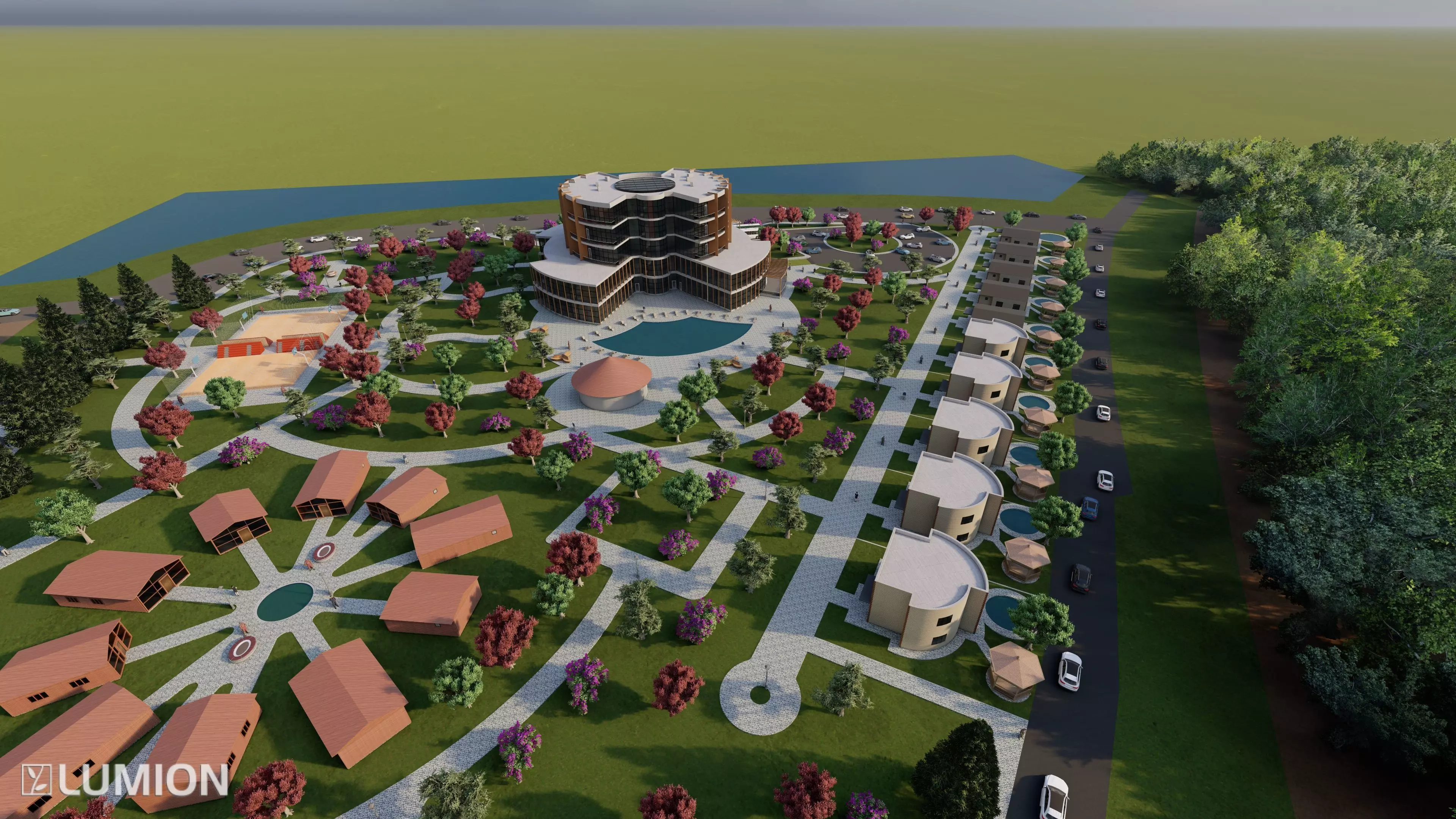 Luxury Hotel and Resort Complex 3D model_1