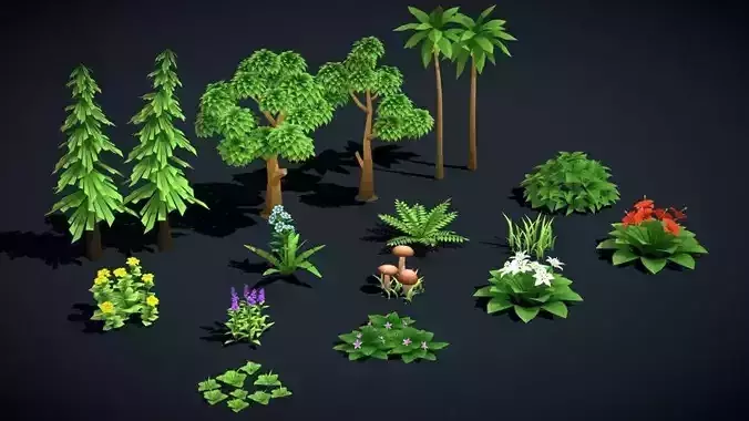 Stylized Forest Vegetation Kit Low Poly Environment Props