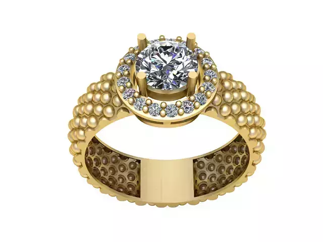 Royal Halo Bead Ring 3D Printable Jewelry Model