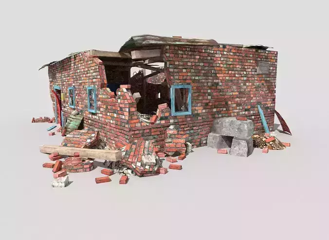 low poly destroyed building 1