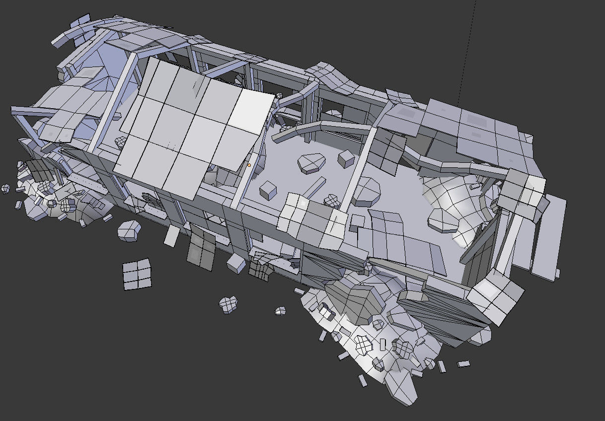 destroyed building 2 Low-poly 3D model_8