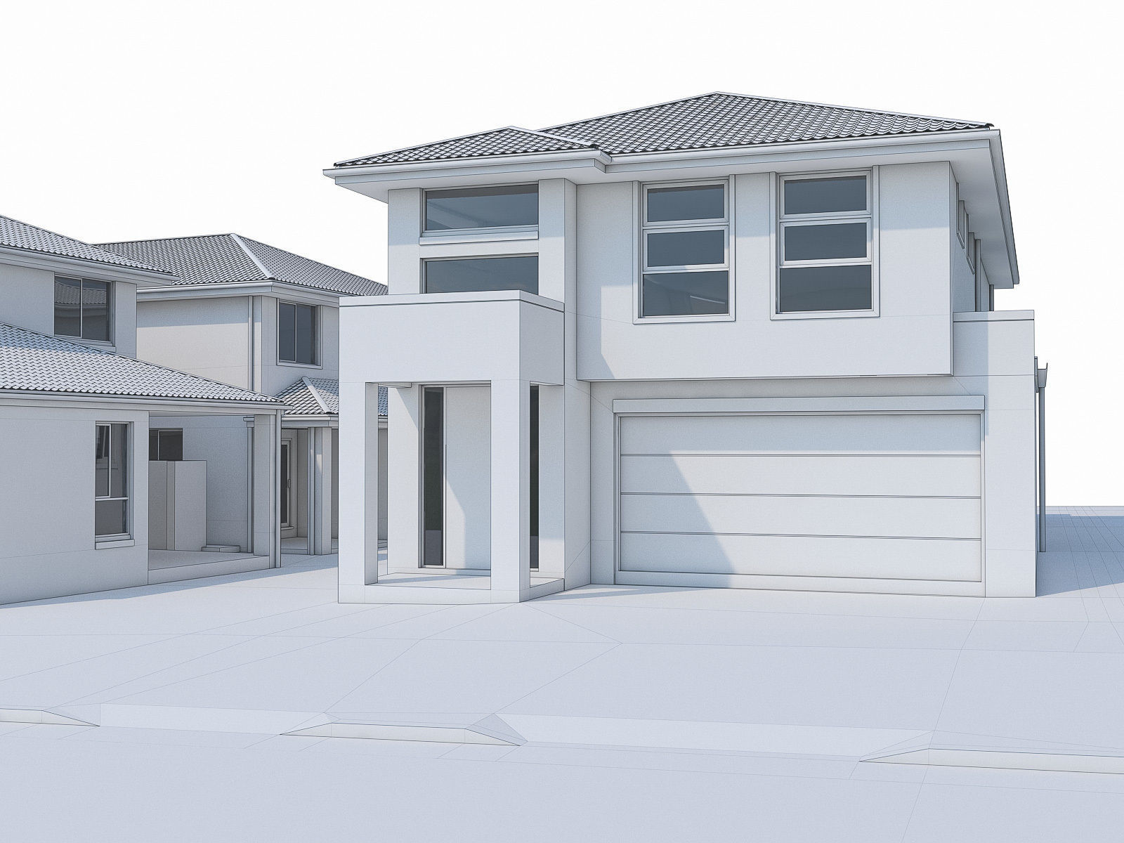 Neighborhood Houses Set - 4 Pack Low-poly 3D model_9