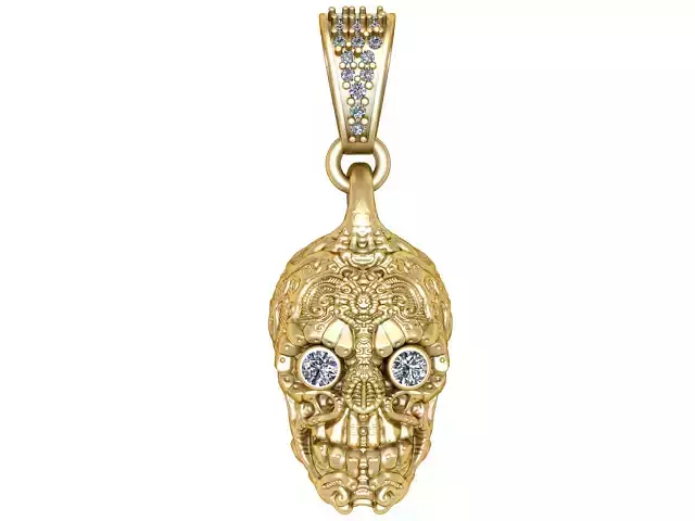 Ornate Skull Guardian Pendant 3D Printable Jewelry Model
