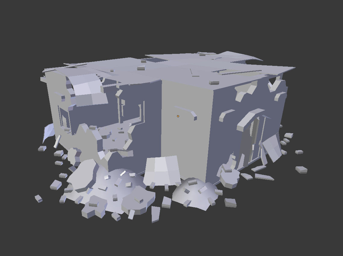 low poly destroyed building 3 Low-poly 3D model_5