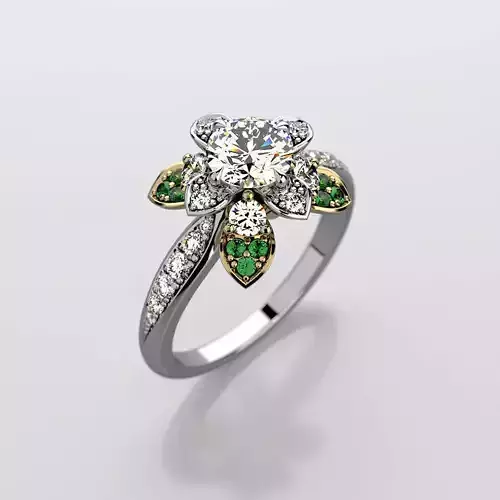 Engagement ring with round gemstone 014 3D print model