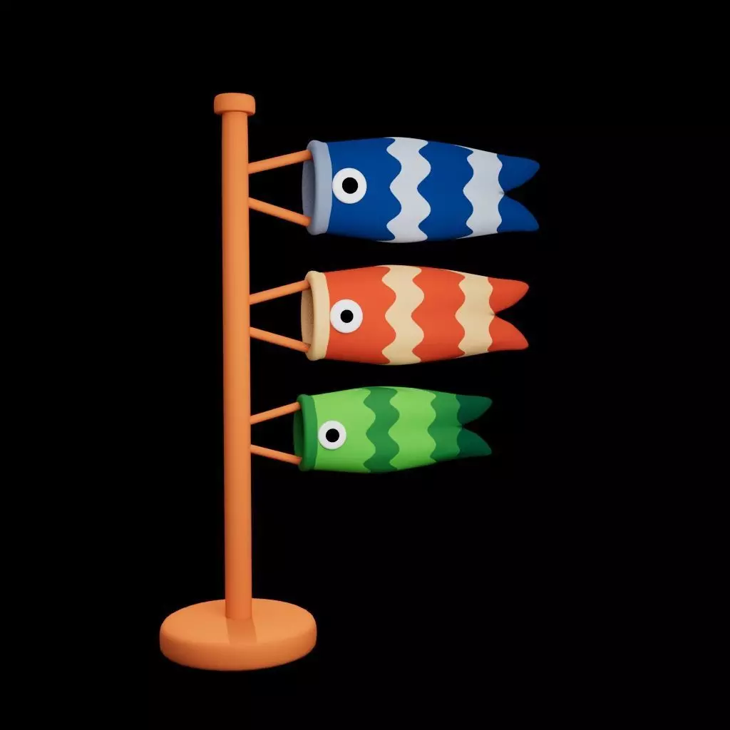 Koinobori Low-poly 3D model_1