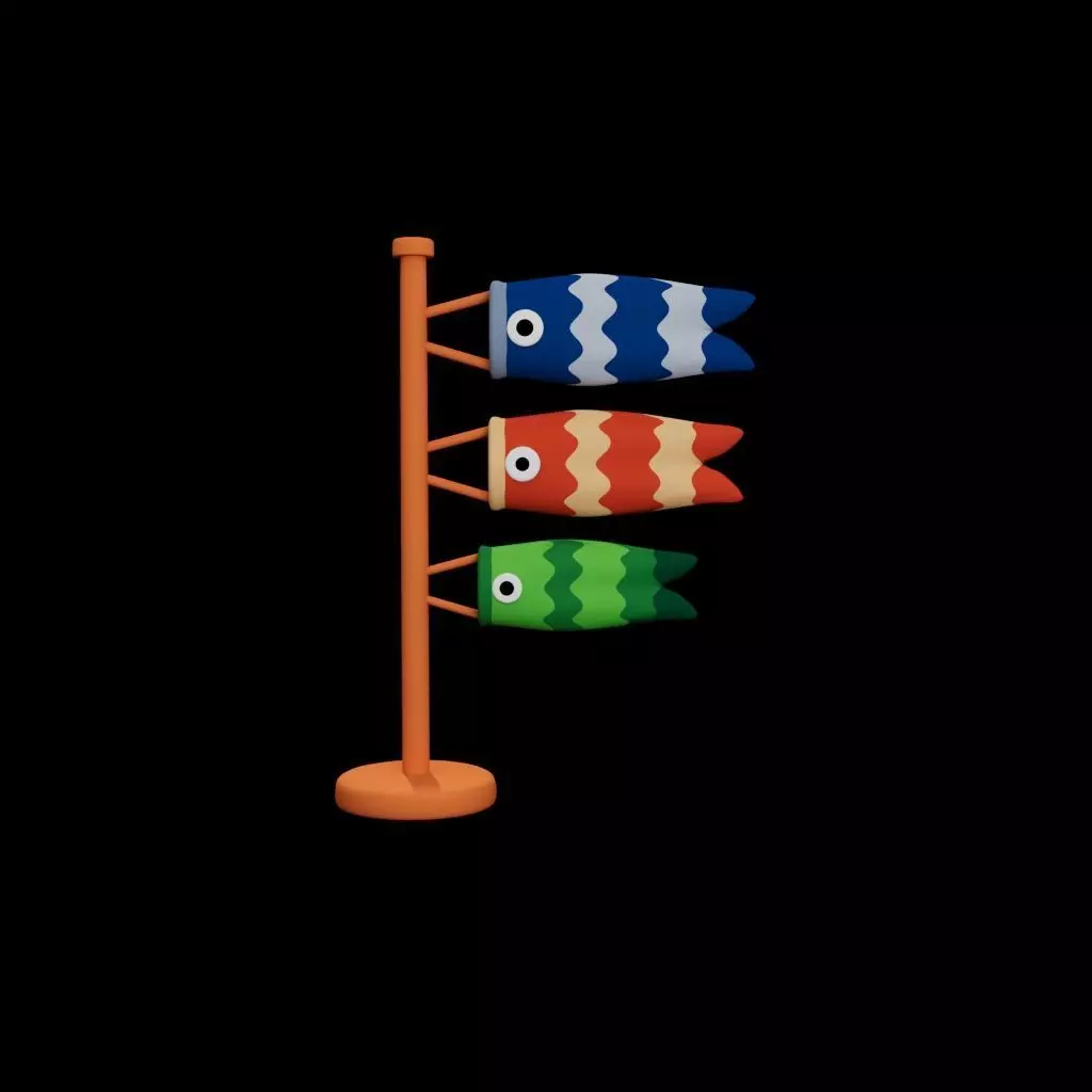 Koinobori Low-poly 3D model_0