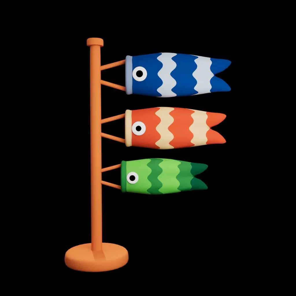 Koinobori Low-poly 3D model_2