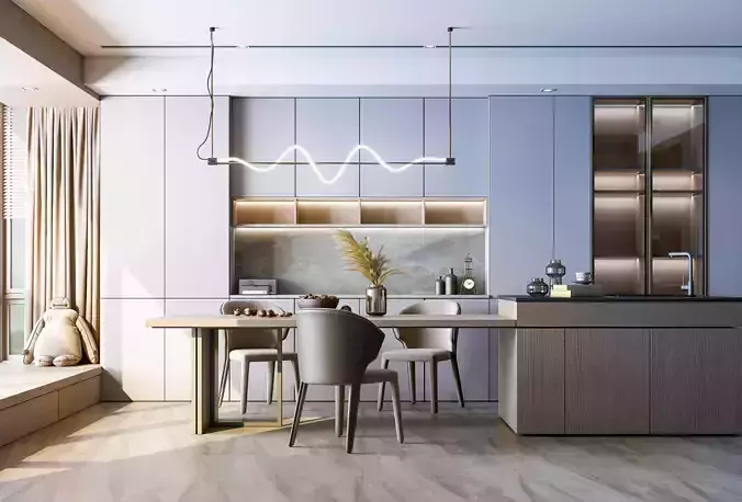 Contemporary Luxury Kitchen Interior - Photorealistic Archviz 3D model