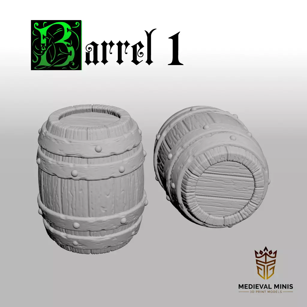 Medieval Barrel 1 3D print model_0