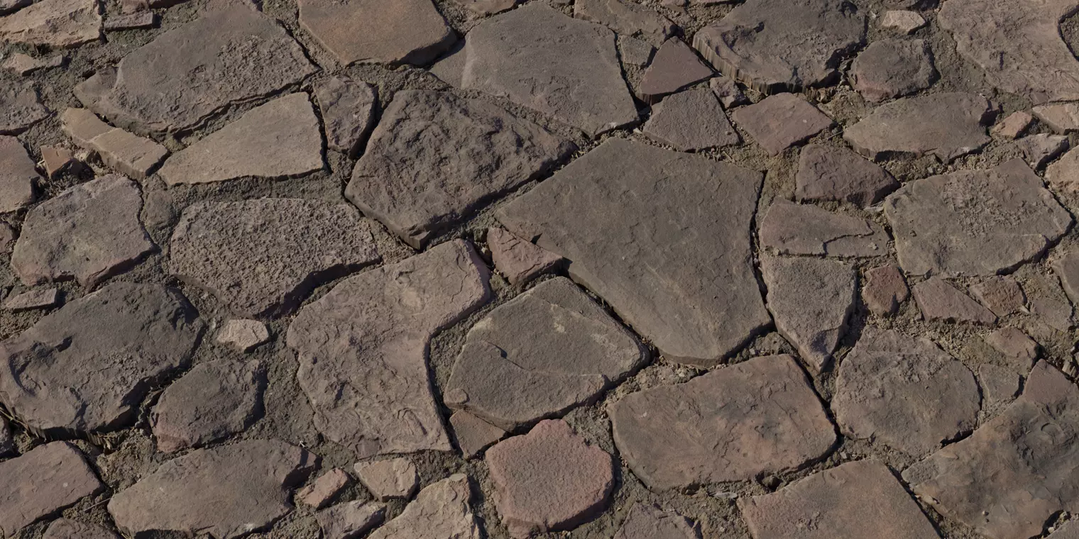 Medieval Flagstone Cobblestone with Dirt Texture_1