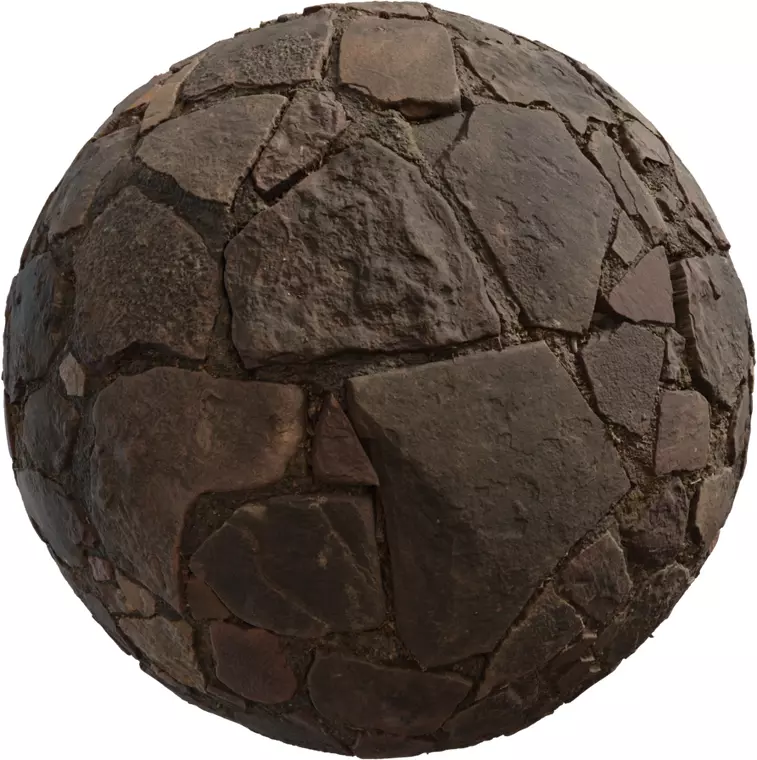 Medieval Flagstone Cobblestone with Dirt Texture_0